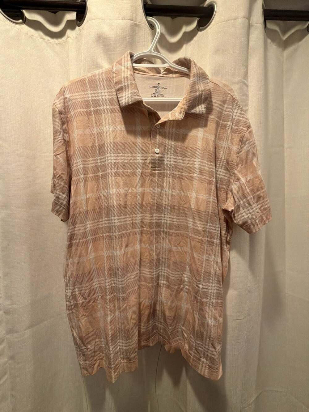 Fabletics The 24-7 Polo Shirt Plaid Short Sleeve
